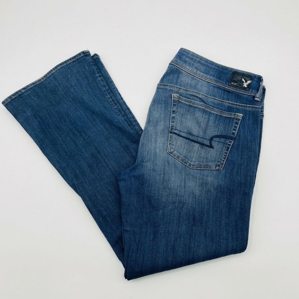 American Eagle Outfitters Womens Size 16 360 Super Stretch Kick Boot Jeans Blue